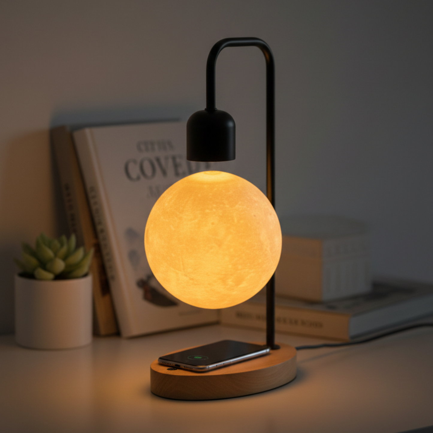 Wireless Charger Levitating Moon Lamp