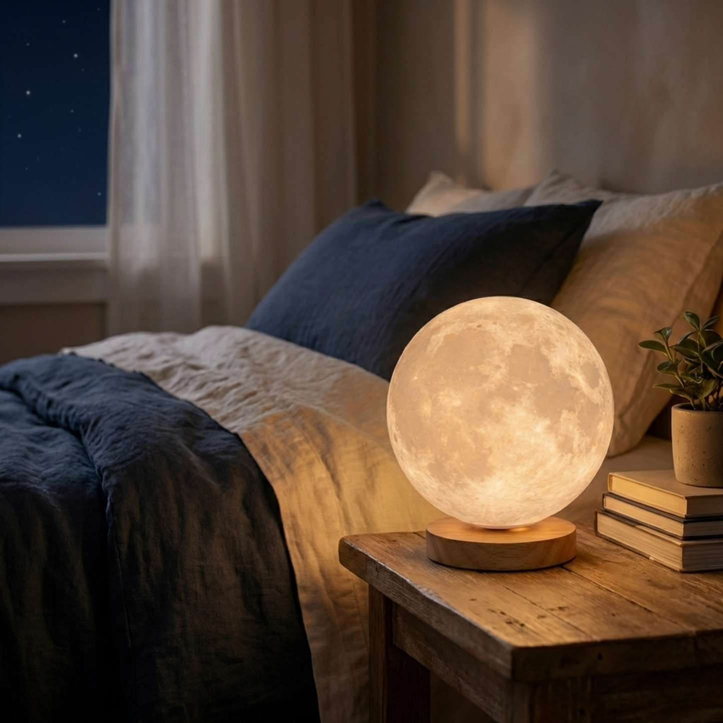 Rotating Moon Lamp – 16 LED Colors with Remote Control