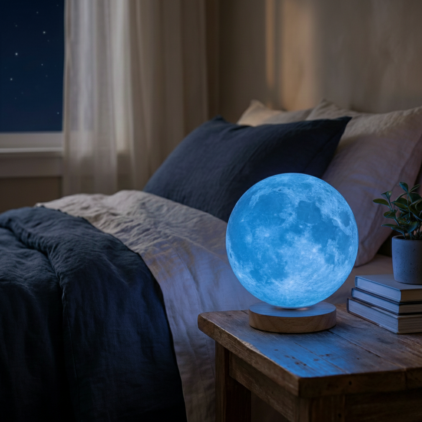 Rotating Moon Lamp – 16 LED Colors with Remote Control
